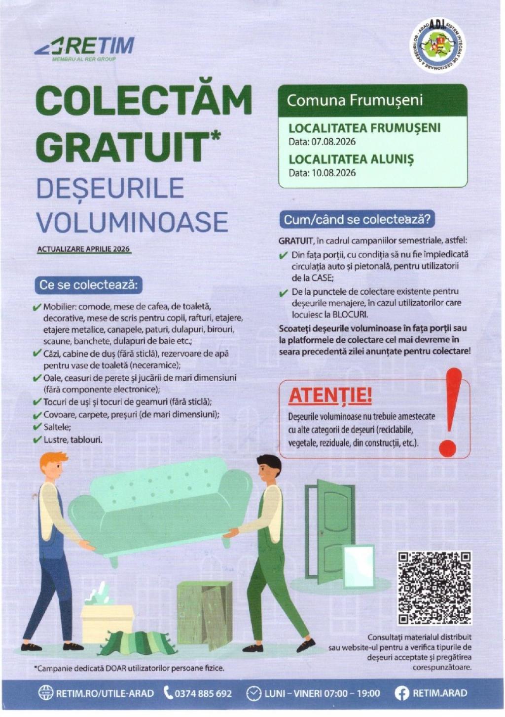 Colectare deseuri voluminoase in comuna Frumuseni